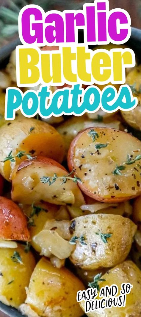 Buttered Red Potato Recipes, Butter Garlic Red Potatoes, Garlic And Butter Potatoes, Buttered Red Potatoes, Potato Garlic Recipes, Garlic Butter Potatoes Oven, Side Dishes For Pork Chops Easy, Side Dishes With Pork Chops, Side Dishes For Lobster Tails