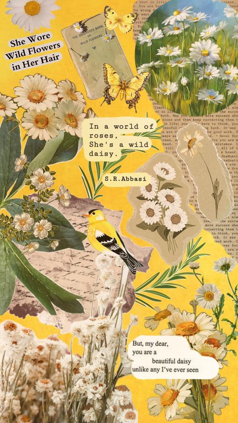 #yellow #daisy #wildflowers #nature #collageart Daisy Collage, Yellow Daisy, Collage Art, Her Hair, Wild Flowers, Daisy, Collage, Yellow, Flowers