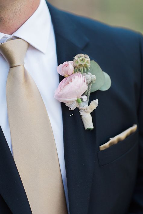 Blush Ranunculus Boutonniere, Blush Boutonniere, Ranunculus Boutonniere, Navy Suit Wedding, Groom Wedding Attire, Blue Suit Wedding, Blush Bridesmaids, Groom And Groomsmen Attire, Wedding Suits Groom