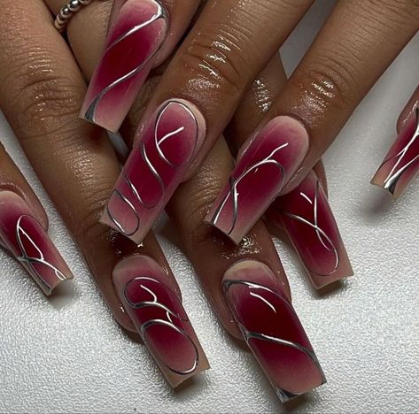 Alien Nails Design, Nail Inspo Y2k, Y2k 2023, Alien Nails, Red Ombre Nails, Crazy Nail Designs, Aurora Nails, Chrome Nail Art, Acrylic Nail Shapes