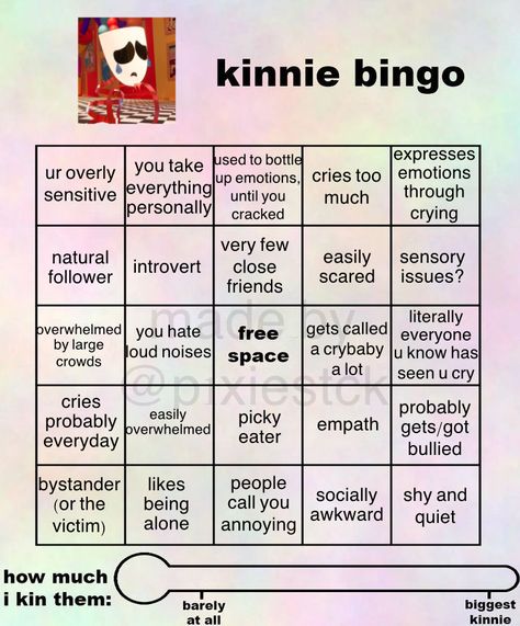 Kinnie Bingo Template, Kin Bingo, Fun Templates, Kinnie Bingo, Bingo Sheets, Bingo Template, Writing Inspiration Tips, Bingo Board, Loud Noises