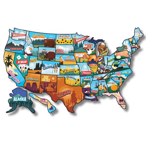 PRICES MAY VARY. Track Your RV Adventures: This RV state sticker map allows you to celebrate and track your road trip adventures across the United States. Peel and stick each state decal as you visit new destinations. LARGE AND DETAILED: High resolution sticker measures 17 inches wide by 11 inches tall and features each state clearly labeled along with territorial possessions. Comes with a transparent USA map outline sticker and 50 individual state stickers. Perfect for displaying your travel pr Usa Map With States, Usa Road Trip Map, State Stickers, Life In Usa, Maps Aesthetic, Usa Travel Map, Map Sticker, Road Trip Map, North America Map