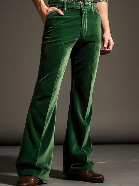 Men's Dress Pants Flared Pants Trousers Suit Pants Velvet Pants Pocket Plain Comfort Breathable Outdoor Daily Going out Cotton Blend Fashion Casual Blue Green 2024 - $24.99 Trousers Outfit Men, Bell Bottom Trousers, Jeans Outfit Men, Men's Dress Pants, Plaid Dress Pants, Pants Pocket, Velvet Trousers, Mens Dress Pants, Velvet Pants