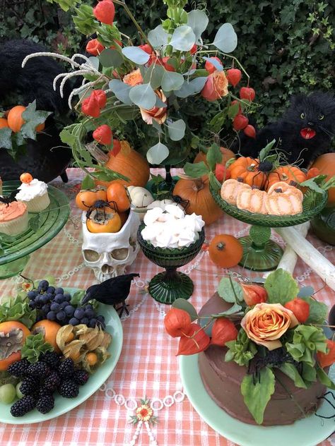 Witches Tea Party | CatchMyParty.com Witches Tea Party, Adult Tea Party, Autumn Tea Party, Witches Tea, Halloween Tea Party, Fairy Tea Parties, Adult Party Themes, Halloween Party Ideas, High Tea Party