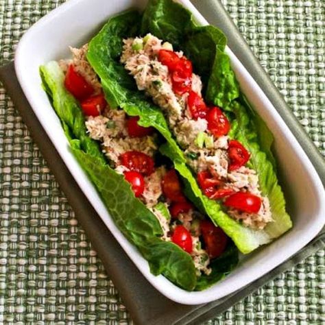 Tuna Salad Lettuce Wraps, Tuna Salad Lettuce, No Heat Lunch, Salad Lettuce, Tuna Salad Recipe, South Beach Diet, Tuna Recipes, Tuna Salad, Lettuce Wraps