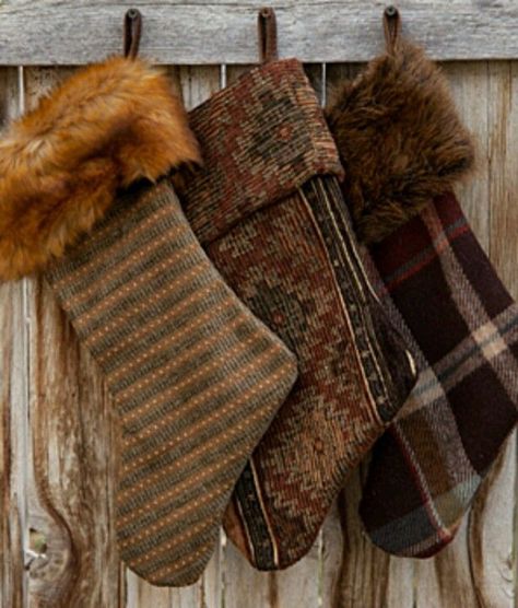 Rabbit Pelt Projects, Gingerbread Cottage, Stocking Ideas, Rustic Holiday, Mountain Lodge, Xmas Stockings, Holiday Stockings, Vintage Fur, Christmas Sewing