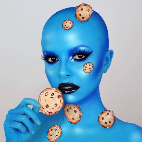 Cookie Monster Makeup, Monster Makeup, Elmo And Cookie Monster, Morphe Brushes, Hooded Eyes, Purim, Cookie Monster, Monster Cookies, Halloween Makeup