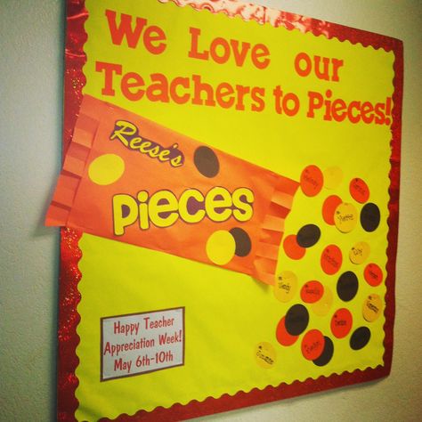 Teacher appreciation Bulletin Board Pto Bulletin Board Ideas, School Board Appreciation, Pto Bulletin Board, Pta Bulletin Boards, Staff Bulletin Boards, Pto Teacher Appreciation, Bulletin Board Ideas For Teachers, Pta Board, Pto Board