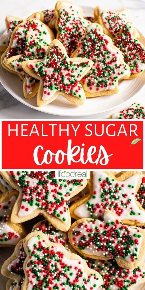 Healthy Cutout Cookies, Refined Sugar Free Christmas Cookies, Clean Christmas Cookies, Healthier Sugar Cookie Recipe, Gluten Free Cookie Recipes Almond Flour, Healthy Cookie Decorating, Christmas Cookies Almond Flour, Almond Flour Christmas Desserts, Christmas Cookies With Almond Flour