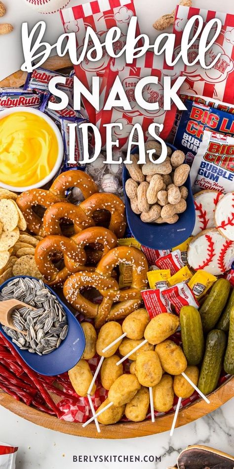 Baseball Football Basketball Party, Baseball Theme Party Foods, Astros Party Food, Baseball Birthday Party At The Park, Baseball Theme Office Party, Nacho Bar Baseball Party, Themed Snack Board Ideas, Ballpark Party Food, Baseball Birthday Snacks