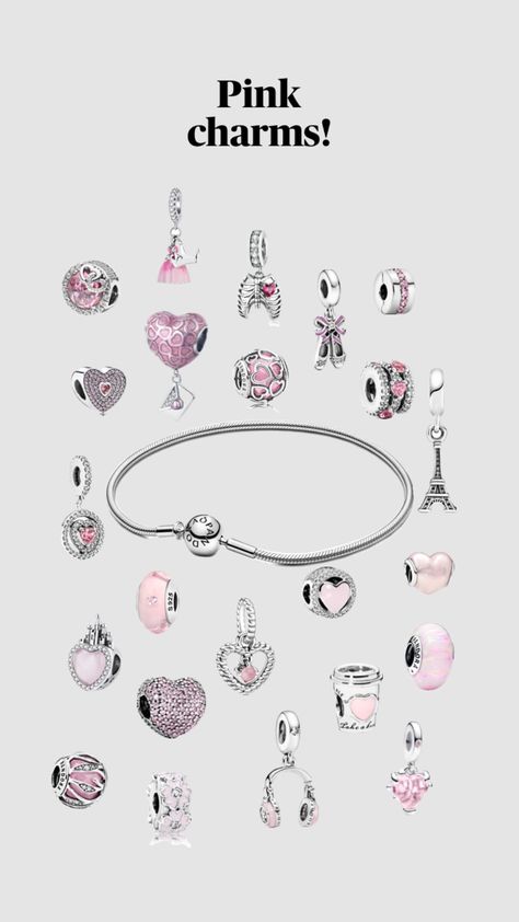 Pink Pandora Charms, Pandora Charms Pink, Pandora Bracelet Charms Ideas, Pandora Bracelet Designs, Dope Jewelry Accessories, Pandora Armband, Pandora Jewelry Charms, Pandora Hearts, Jewelry Accessories Ideas