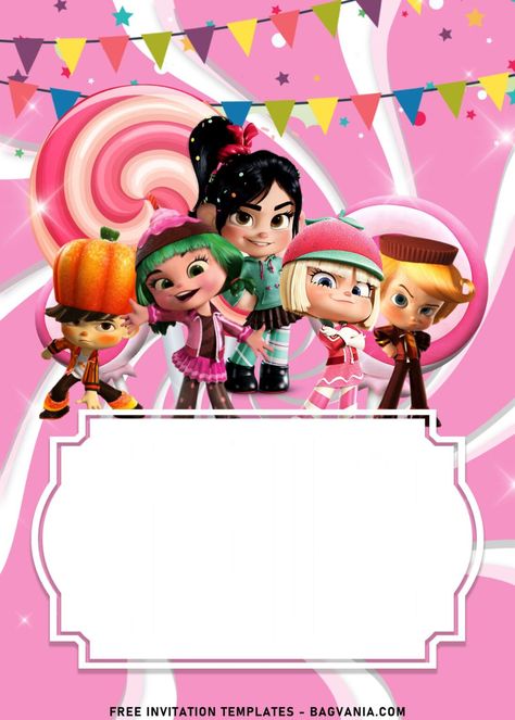 9+ Girly Vanellope Birthday Invitation Templates Great For All Ages with pink swirls Princess Vanellope, Vanellope Y Ralph, Free Printable Invitations Templates, Free Printable Birthday Invitations, Invitation Maker, Free Printable Invitations, Disney Invitations, Birthday Disney, Free Invitation Templates