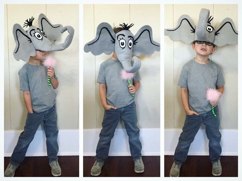 Seuss Character Costumes Diy, Diy Horton Hears A Who Costume, Horton Costume Diy, Horton Hears A Who Costume Diy, Doctor Seuss Costumes, Elmer Costume, Horton Hears A Who Costume, Horton Costume, Dr Susse