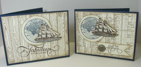 Personally Yours : Stampin' Up! The Open Sea Stampin Up The Open Sea, Sea Cards, Nautical Cards, Beach Cards, Stamp Projects, Birthday Cards For Men, Card Kits, Male Cards, Masculine Cards