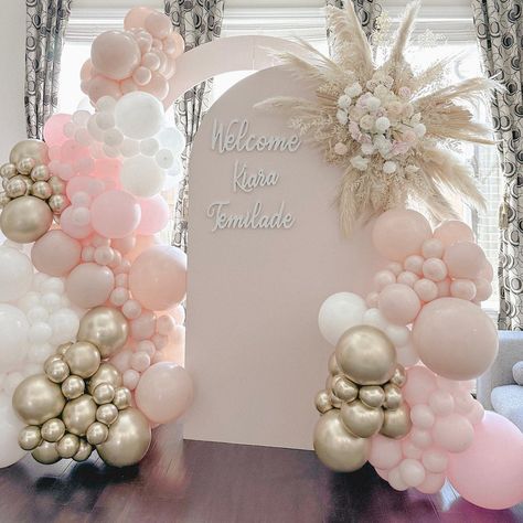 girl baby shower ideas • Instagram Baby Girl Decorations, Welcome Baby Party, Girl Shower Decorations, Welcome Baby Girl, Simple Birthday Decorations, Welcome Party, Fiesta Baby Shower, Welcome Decor, Welcome To The Party