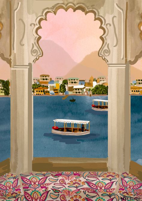 India Poster Art, Indian Gate, Travel Illustration Art, India Illustration, Wedding Illustration Card, Buildings Art, Indian Wedding Invitation Card Design, India Poster, Mughal Art Paintings