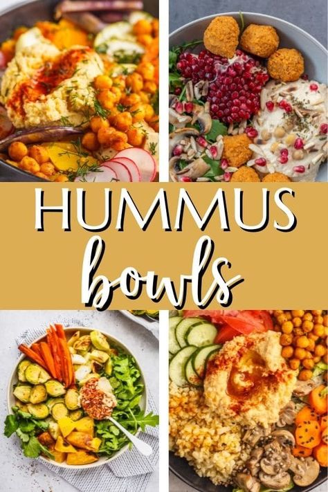 Hummus bowls are a delicious and healthy meal with endless variations. Make up a batch of hummus and serve it with your favorite toppings. It's the perfect meal prep for easy lunch and dinner. Hummus Plate Dinner, Hummus Power Bowl, Dinner Recipes With Hummus, Nutrient Packed Meals, Meals With Hummus Dinners, Hummus Ideas Meals, Dinner With Hummus, Recipes With Hummus Lunch Ideas, Hummus Plate Lunch