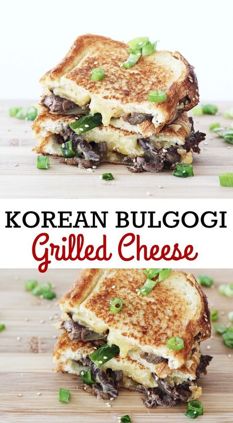 Beef Grilled Cheese, Korean Food Recipes, Japanese Sandwich, Korean Bulgogi, Asian Beef, Grilled Cheese Sandwiches, Bulgogi Beef, Grilled Cheese Recipes, Feel Good Food