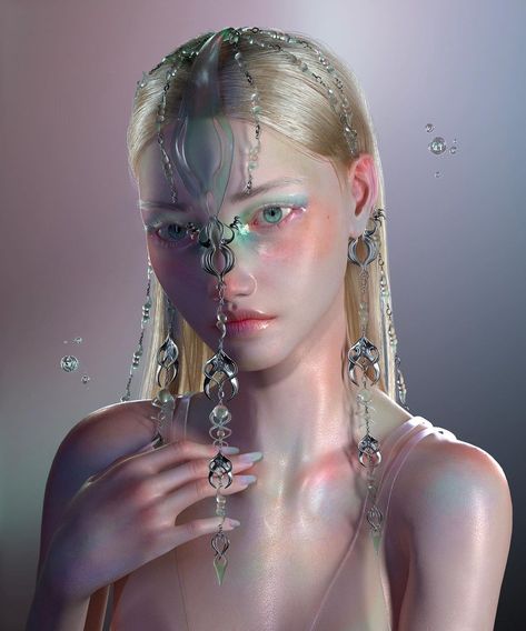 Jellyfish Haircut, Alien Queen, Futuristic Aesthetic, Cool Blonde Hair, White Horses, Fantasy Aesthetic, Movie Art, Jellyfish, Hair Trends