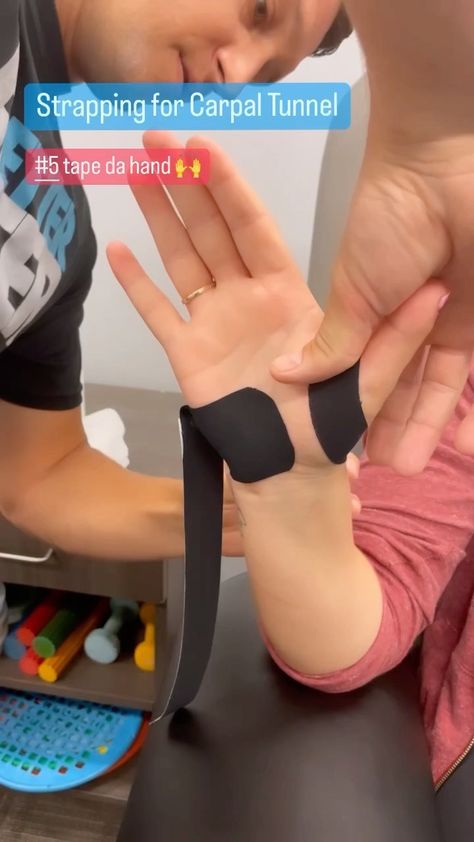 the.ortho.ot_njsw on Instagram: 💢Taping for carpal tunnel syndrome💢 . . Here is one of my go to techniques for patients experiencing carpal tunnel syndrome 💪 . . The goal… Kt Tape Wrist Carpal Tunnel, Carpal Tunnel Kinesio Taping, Hand Stretches Carpal Tunnel Exercise, K Tape Carpal Tunnel, Kinesiology Taping Carpal Tunnel, How To Wrap Your Wrist For Carpal Tunnel, Wrist Kt Taping, How To Help Carpal Tunnel, Exercise For Carpal Tunnel