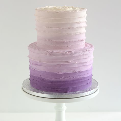 Purple Birthday Cake Two Tier, Purple And White Graduation Cakes, One Tier Purple Wedding Cake, Purple Tiered Birthday Cake, Lavender Ombre Cake, Two Tier Ombre Cake, Purple Cake Designs Birthday 2 Tier, Purple Ombre Birthday Cake, Purple 1st Birthday Cake