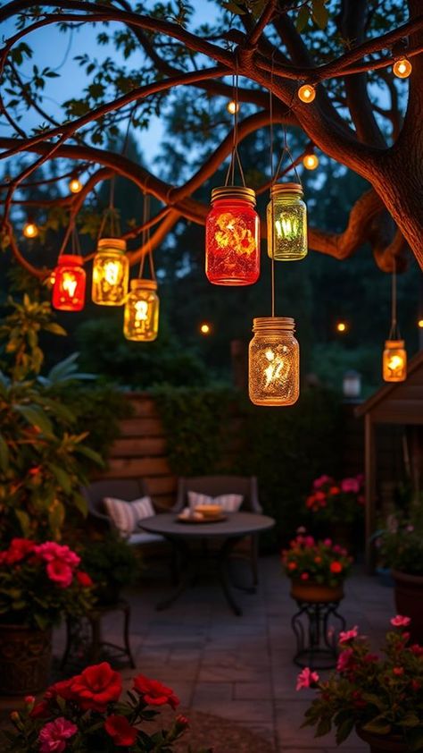 If you're looking to enhance your patio's appeal, consider these 15 DIY outdoor decor ideas that can transform your space into a cozy retreat. You might start with simple yet vibrant painted flower pots or explore the charm of rustic wooden pallet furniture. By incorporating elements like upcycled lanterns and whimsical string lights, you'll create an inviting atmosphere perfect for gatherings. Upcycled Lanterns, Mason Jar Lights Diy, Jar Lights Diy, Lanterns In Trees, Outdoor Decor Ideas, Mason Jar Lights, Wooden Pallet Furniture, Outdoor Hanging Lanterns, Love Background Images