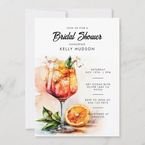 Spritz Bridal Shower Theme, Love At First Spritz, Tropical Bridal Shower Invitations, Watercolor Bridal Shower Invitations, Bridal Shower Invitations Printable, Tropical Bridal Showers, Floral Bridal Shower Invitations, Bridal Shower Invitations Templates, Watercolor Invitations