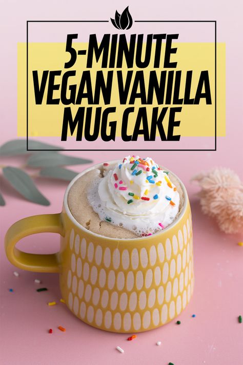 This quick and easy single-serving Vegan Vanilla Mug Cake is moist & delicious, with very minimal prep time and cleanup! Classic Vanilla Cake, Vanilla Mug Cake, Vegan Mug Cakes, Microwave Dessert, Vanilla Mug Cakes, Types Of Snacks, Microwave Cake, Mug Cake Microwave, Simple Pantry