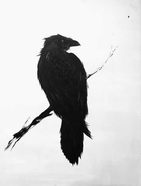 Raven Painting, Rabe Tattoo, Crow Tattoo Design, Crow Painting, Meaningful Tattoo Quotes, Art On Cardboard, Crow Tattoo, Scene Drawing, Nordic Tattoo