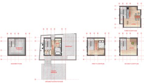 Rendered floor plans of Tadao Ando's 4X4 house Drawn by Zion Abraham 4x4 House Plan, Tadao Ando Interior, Tadao Ando Plan, Ando Architecture, Tadao Ando Architecture, Rendered Floor Plan, Store Layout, Tadao Ando, Interior Concept