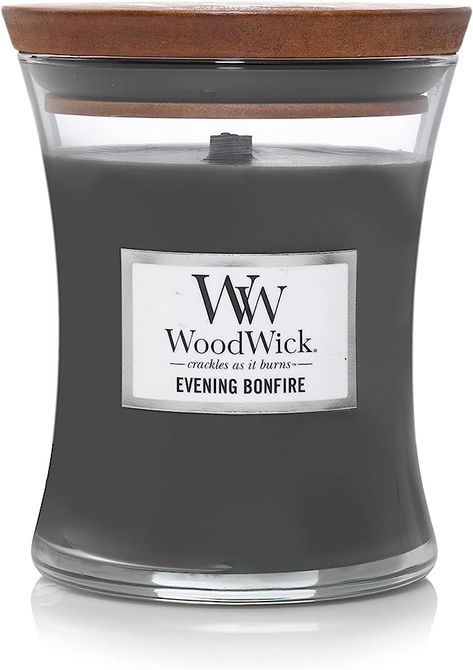 WoodWick Evening Bonfire Medium Hourglass Candle, 9.7 oz. Candle Theme, Candle Reading, Spa Candle, Wood Wick Candles, Jar Candles, Candle Flames, Wooden Wick, Candle Smell, Decor Essentials