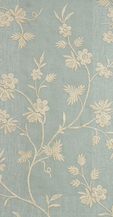 Hermione Embroidered Curtain Fabric Sea Blue Linen Curtain fabric with embroidered cream/gold floral design. Linen Curtain, Curtain Texture, Lukisan Cat Air, Linen Curtains, Chiaroscuro, Fabric Texture, Sea Blue, Photo Design, Curtain Fabric