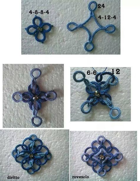 Needle Tatting Tutorial, Tatting Patterns Free, Needle Tatting Patterns, Shuttle Tatting Patterns, Tatting Earrings, Tatting Tutorial, Tatting Jewelry, Needle Tatting, Crochet Bookmarks