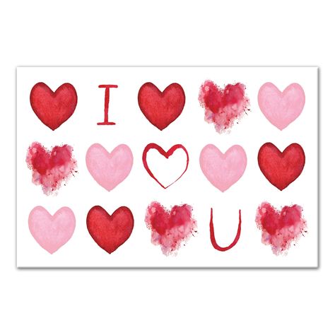 I Heart You 18" x 12" Canvas Wall Art Valentine’s Day Canvas Painting Ideas, Valentine’s Day Paintings On Canvas Easy, Valentine Theme Canvas Painting, Valentine’s Day Finger Paint, Valentine Heart Canvas Painting Ideas, Mirror Sign, Watercolor Card, Spring Wallpaper, Valentines Art