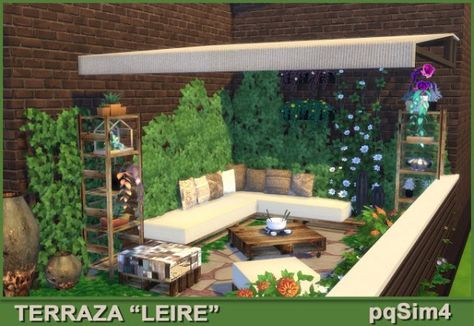 Outdoor: Terrace "Leire" from PQSims4 • Sims 4 Downloads Sims 4 Cc Outdoor Decor, Sims 4 Cc Outdoor, Lotes The Sims 4, Outdoor Decor Ideas, Die Sims 4, Sims 4 House Design, Casas The Sims 4, Sims House Plans, Sims House Design