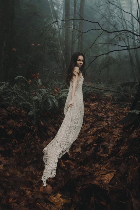 Gown For Wedding, Fairytale Photoshoot, Fairy Photoshoot, Fairytale Forest, Filet Lace, Creepy Photos, Halloween Photography, Creation Photo, Nature Photoshoot