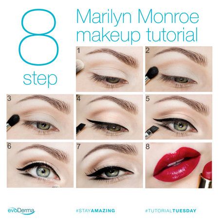 8 Step Marilyn Monroe Makeup Marilyn Monroe Makeup, Marilyn Monroe Hair, Retro Makeup, Barbie Makeup, Chic Makeup, Vintage Makeup, Kiss Makeup, Fantasy Makeup, Creative Makeup