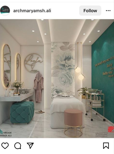 Teal Salon Decor, Home Spa Room Decor, Massage Room Ideas, Spa Esthetics, Home Massage Room, Spa Room Design, Massage Room Design, Massage Room Decor, Home Spa Room