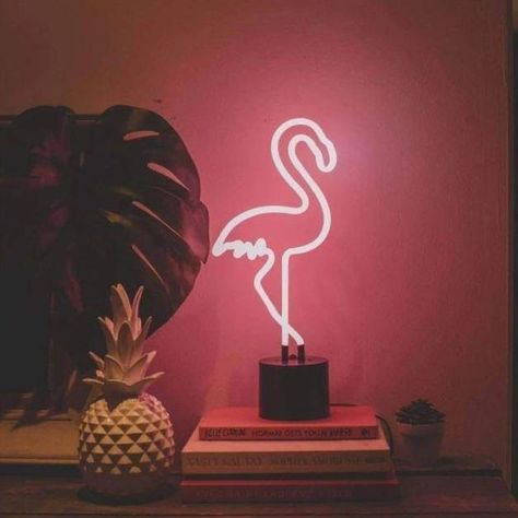 Pink Led Sign, Neon Desk, Flamingo Lamp, Flamingo Neon, Flamingo Party Decor, Flamingo Lights, Neon Gas, Neon Words, Neon Lamp