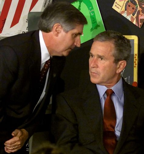 He told Bush that ‘America is under attack’ Twin Towers Collapse, World Trade Center Collapse, Moving Photos, Haunting Photos, George W Bush, Magazine Interview, George Bush, Twin Towers, United Airlines