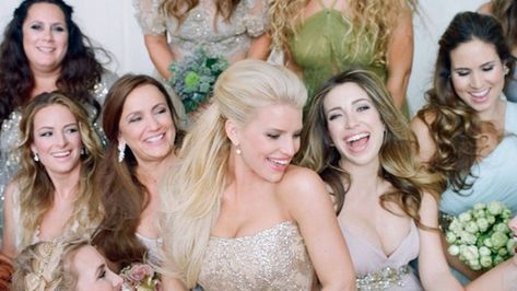 4 Lessons in Mix-and-Match Bridesmaid Dresses, Courtesy of Jessica Simpson Jessica Simpson Wedding, 12 Bridesmaids, Elizabeth Messina, Muted Palette, Party Inspo, The Simpson, Different Dresses, Dress Images, Messina