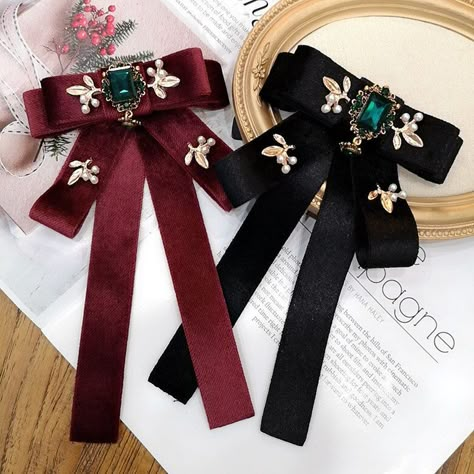 Pearl Shirt, Shirt Collar Pins, Diy Hair Accessories Ribbon, Velvet Bow Tie, Collar Pin, Cloth Art, Bow Brooch, Ladies Shirt, Collar Pins