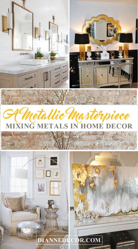 Mixing Silver And Gold Home Decor, Mixed Metals Interior Design, Mixing Metals In Bedroom, Mixing Gold And Silver Decor, Mixed Metals Living Room, Gold And Silver Kitchen, Mixed Metals Kitchen, Mixed Metals Decor, Diva Room