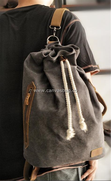 mens waxed canvas backpack Canvas Backpack Men, Waxed Canvas Backpack, Bucket Backpack, Retro Backpack, Mens Backpack Travel, Vintage Backpacks, Sports Bags Gym, Backpack Material, Grey Bag