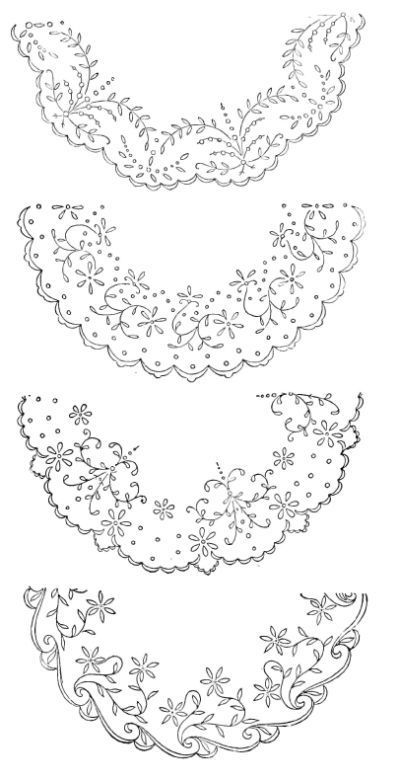 Embroidery Edging, Whitework Embroidery, Pola Bordir, Embroidery Template, Cutwork Embroidery, Pola Sulam, Hand Embroidery Flowers, Embroidery Patterns Vintage, Embroidery Flowers Pattern