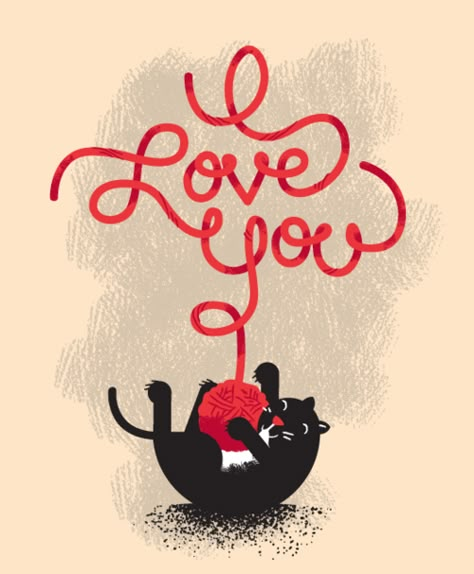 I love you cat! Black Cat Art, Cats Illustration, Arte Animal, Cats Meow, Cat Illustration, Black Cats, Cat Drawing, Crazy Cat Lady, Animated Gifs