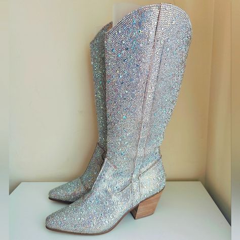 Sparkly Fully Rhinestoned Cowboy Boots Ab Stones Brand New - No Box Bedazzled Cowboy Boots, Bedazzled Cowgirl, Rhinestone Cowboy Boots, Matisse Shoes, Lana Del Ray, Western Cowgirl, Cowgirl Boots, Eras Tour, Western Boots