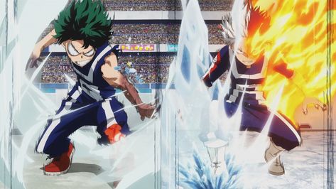 Deku vs Todoroki🔥 Deku Vs Todoroki, My Hero Academia Bakugou, Deadpool Wallpaper, Funny Presents, Academia Wallpaper, Shes Perfect, Plant Science, Cartoon Gifs, Special Needs Kids