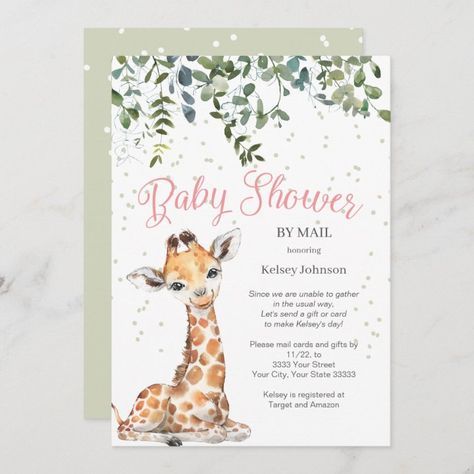 Giraffe Safari, Safari Baby Shower Invitations, Baby Shower Giraffe, Pink Giraffe, Giraffe Baby, Safari Baby Shower, Baby Shower Fun, Safari Baby, Baby Giraffe