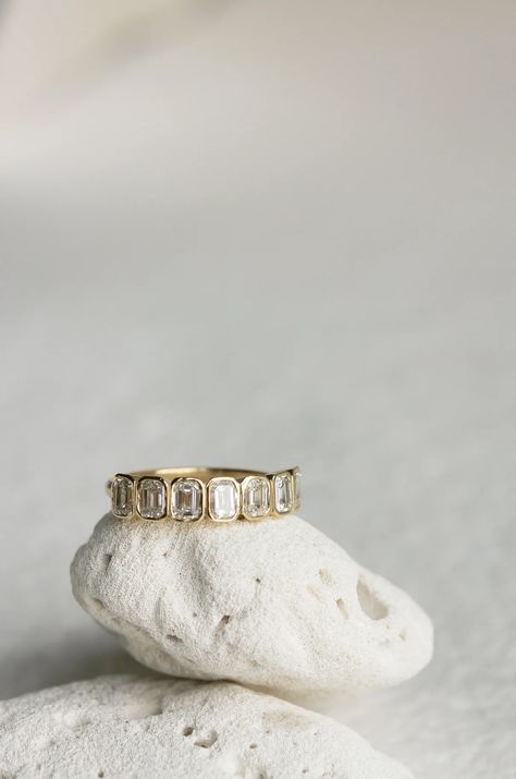 JP SEVEN POINT BAGUETTE DIAMOND RING | Jane Pope Jewelry White And Yellow Gold Mixed Wedding Set, Mixed Metal Engagement And Wedding Band, Gold Wedding Stack, Wedding Stack, Triangle Diamond Ring, Minimal Gold Jewelry, Icon Jewelry, Emerald Cut Diamond Ring, Cute Engagement Rings